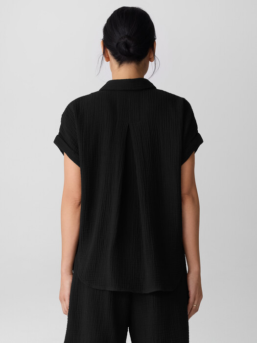 Organic Cotton Lofty Gauze Notch Collar Top