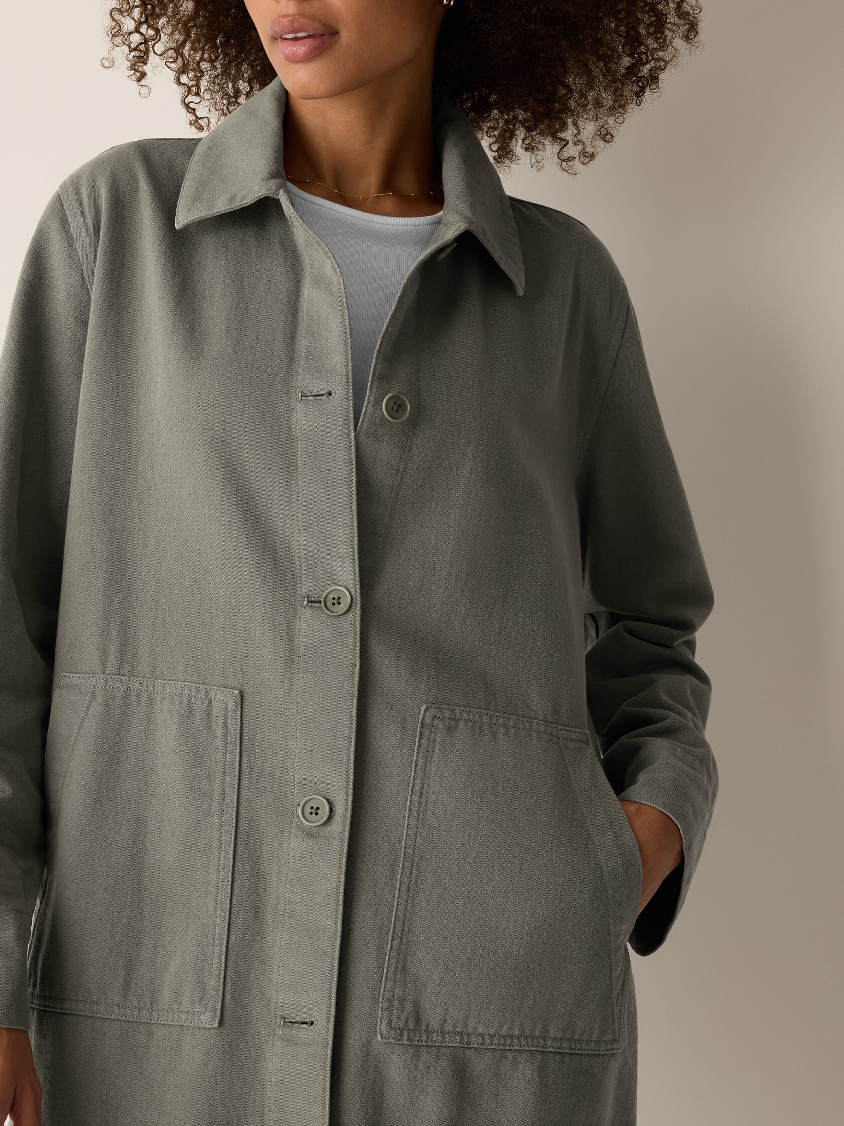 Garment-Dyed Utility Cotton Classic Collar Long Jacket