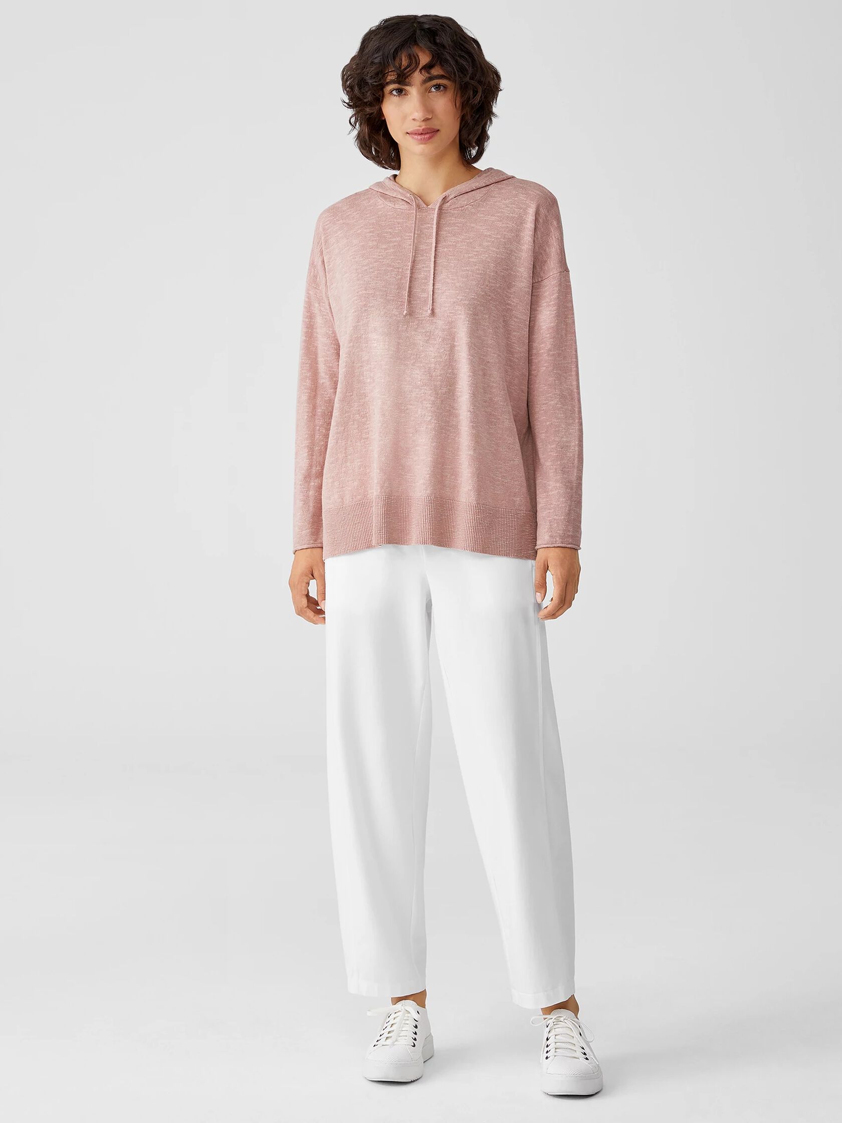 Organic Cotton Linen Slub Hooded Top | EILEEN FISHER