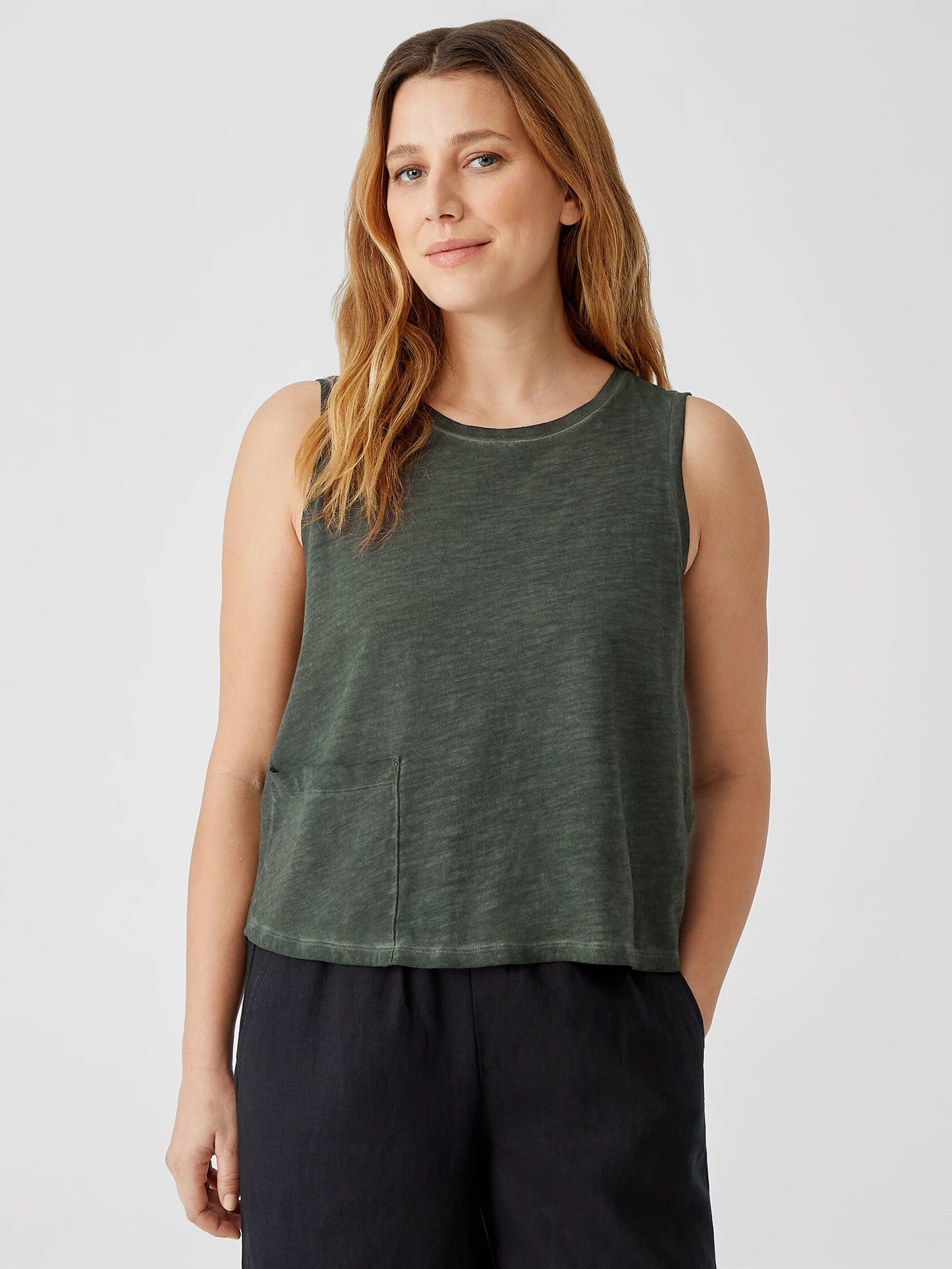 Pigment-Dyed Organic Cotton Crew Neck Tank
