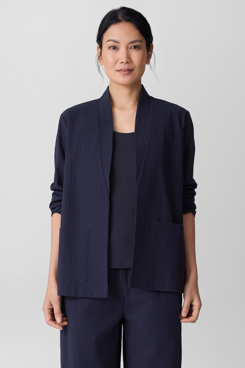 Organic Cotton Pucker High Collar Jacket Organic Cotton Pucker High Collar Jacket