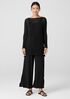 Crinkled Sheer Silk Georgette Bateau Neck Long Top