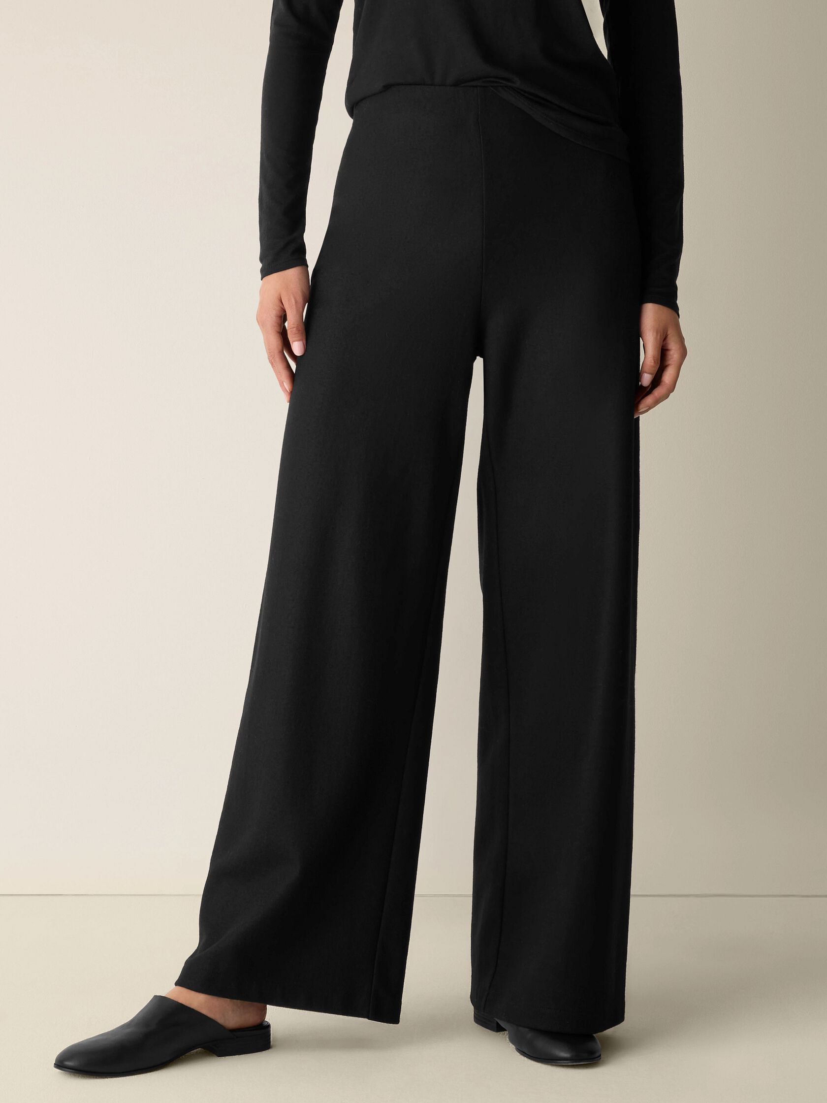 Felted Wool Jersey Wide-Leg Pant in Regenerative Wool