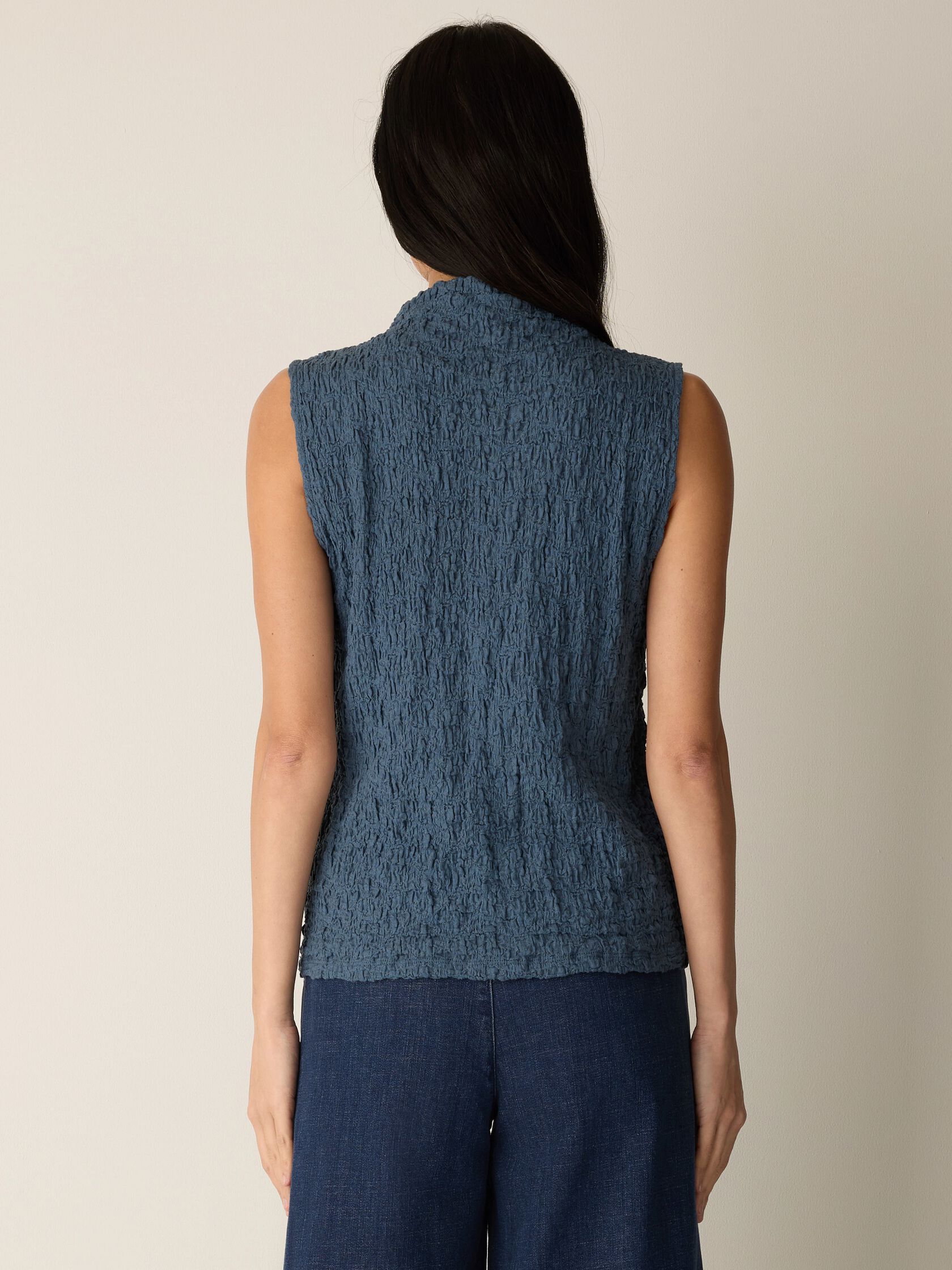 Bubble Jacquard Funnel Neck Top