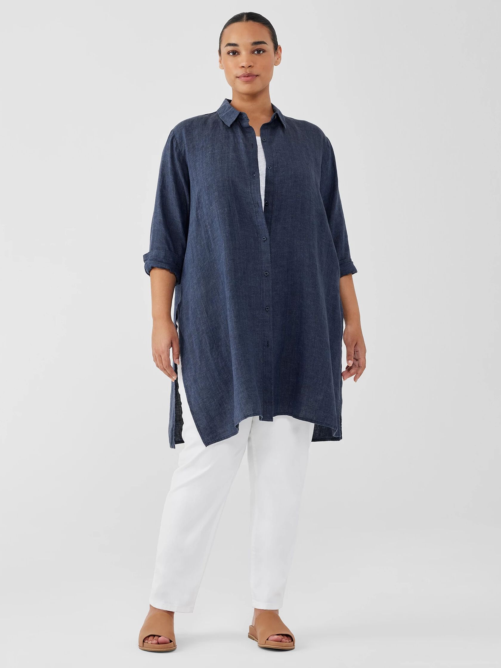 Washed Organic Linen Délavé Long Shirt