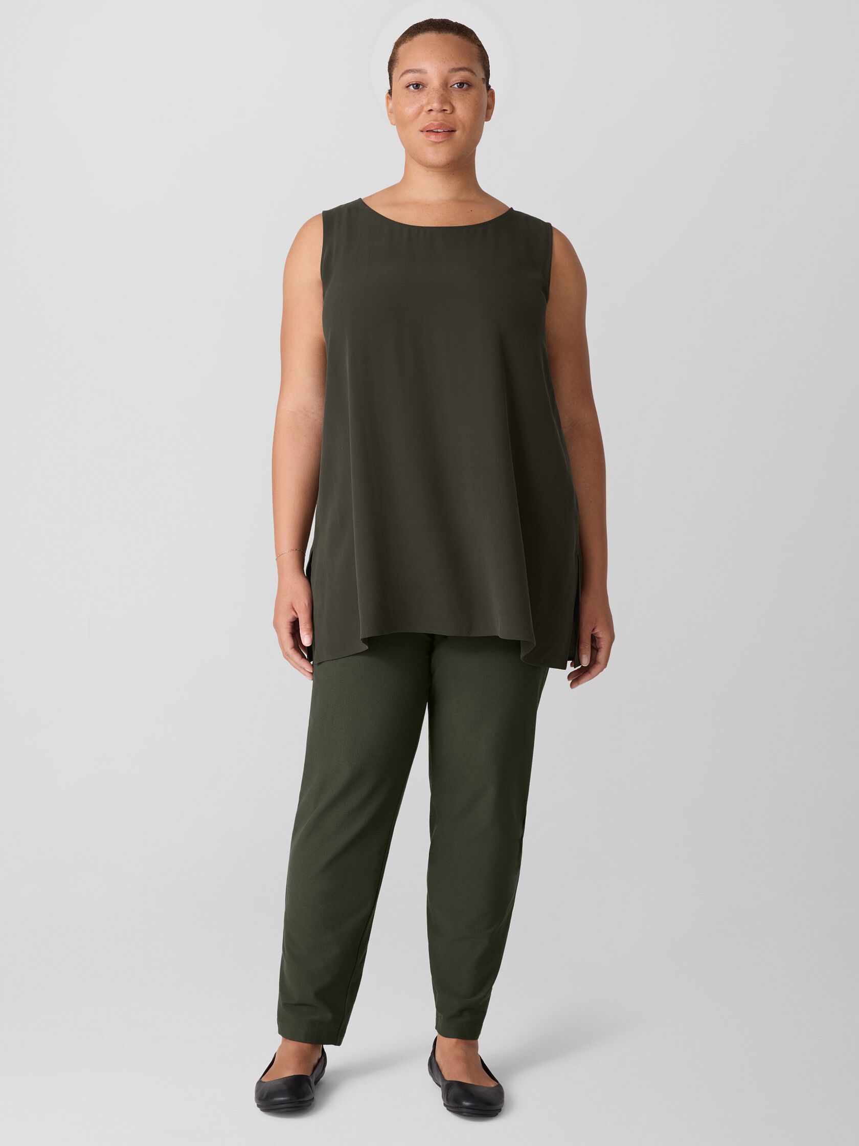 Washable Stretch Crepe Slim Pant