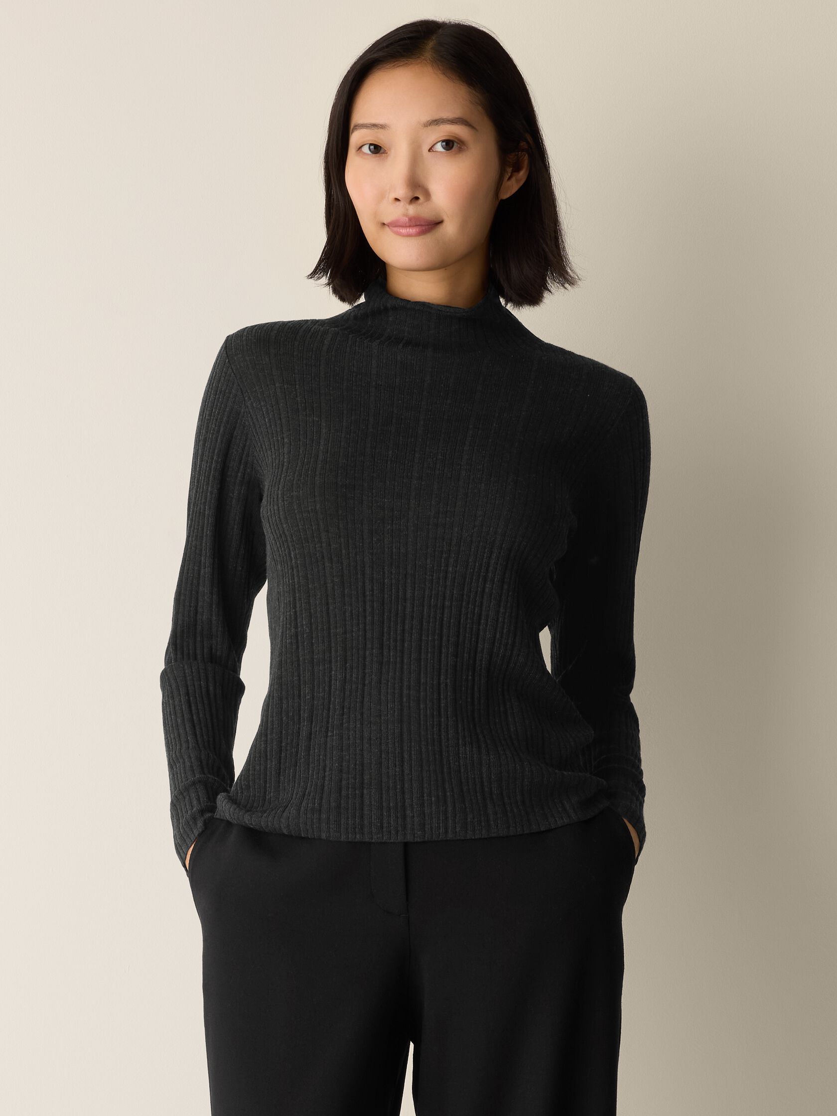Superfine Merino Turtleneck Top in Regenerative Wool