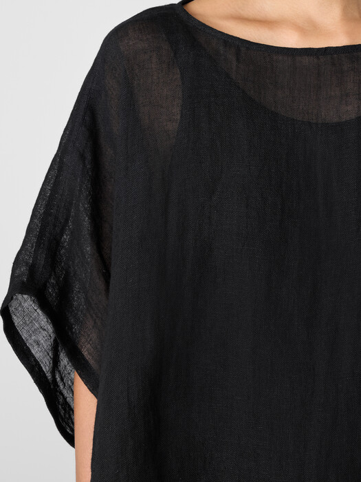 Délavé Organic Linen Gauze Bateau Neck Poncho