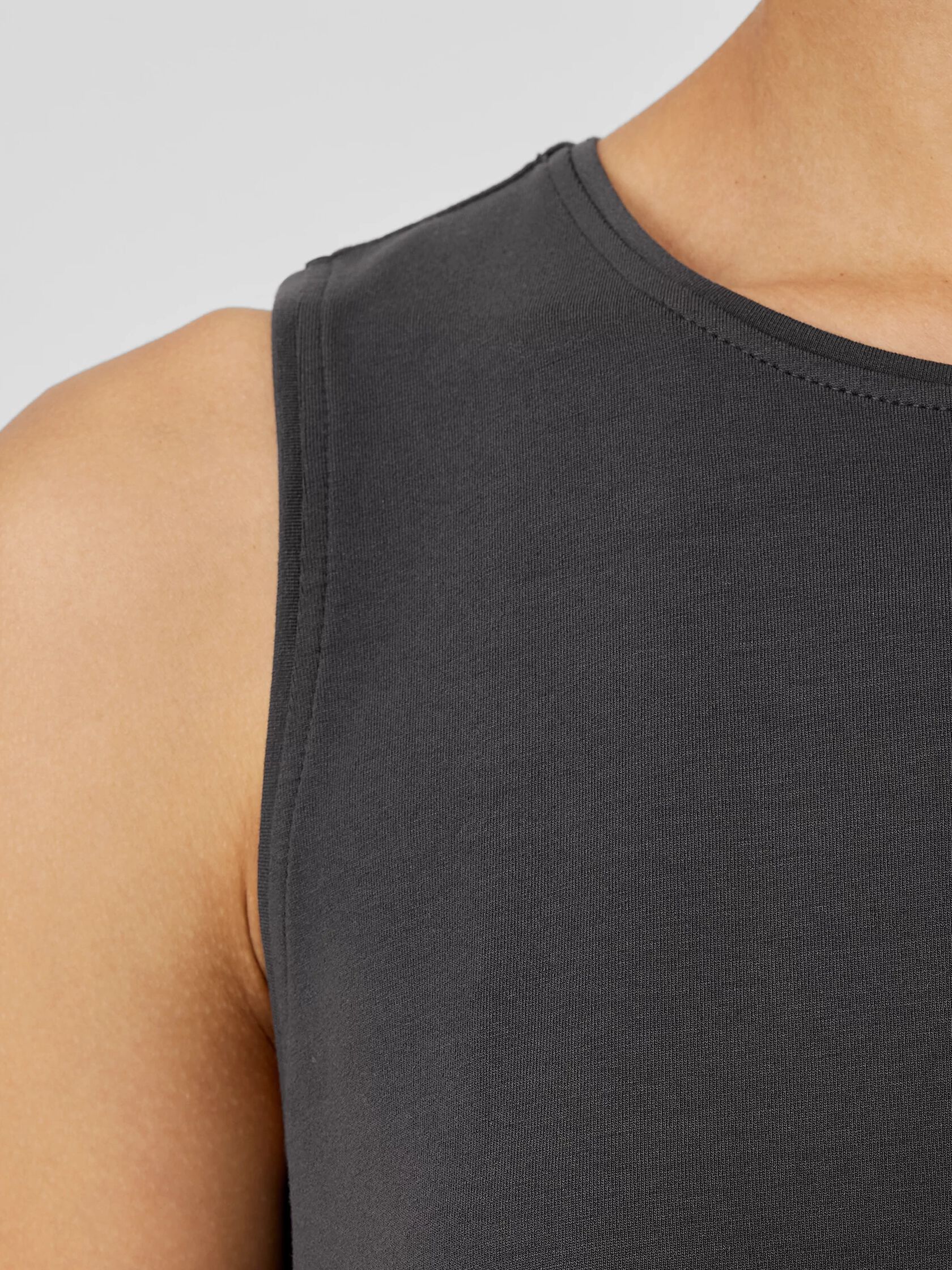 Stretch Jersey Knit Jewel Neck Tank