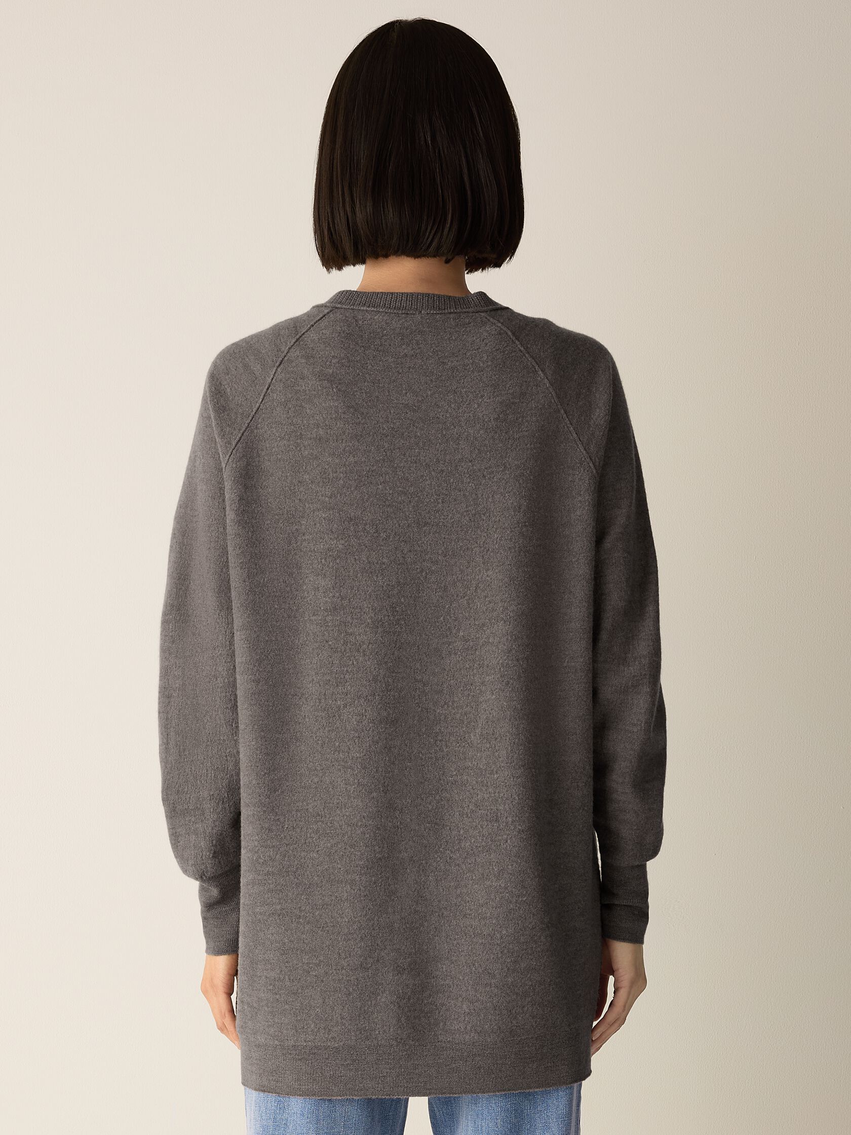 Fine Felted Wool Long Cardigan in Regenerative Wool