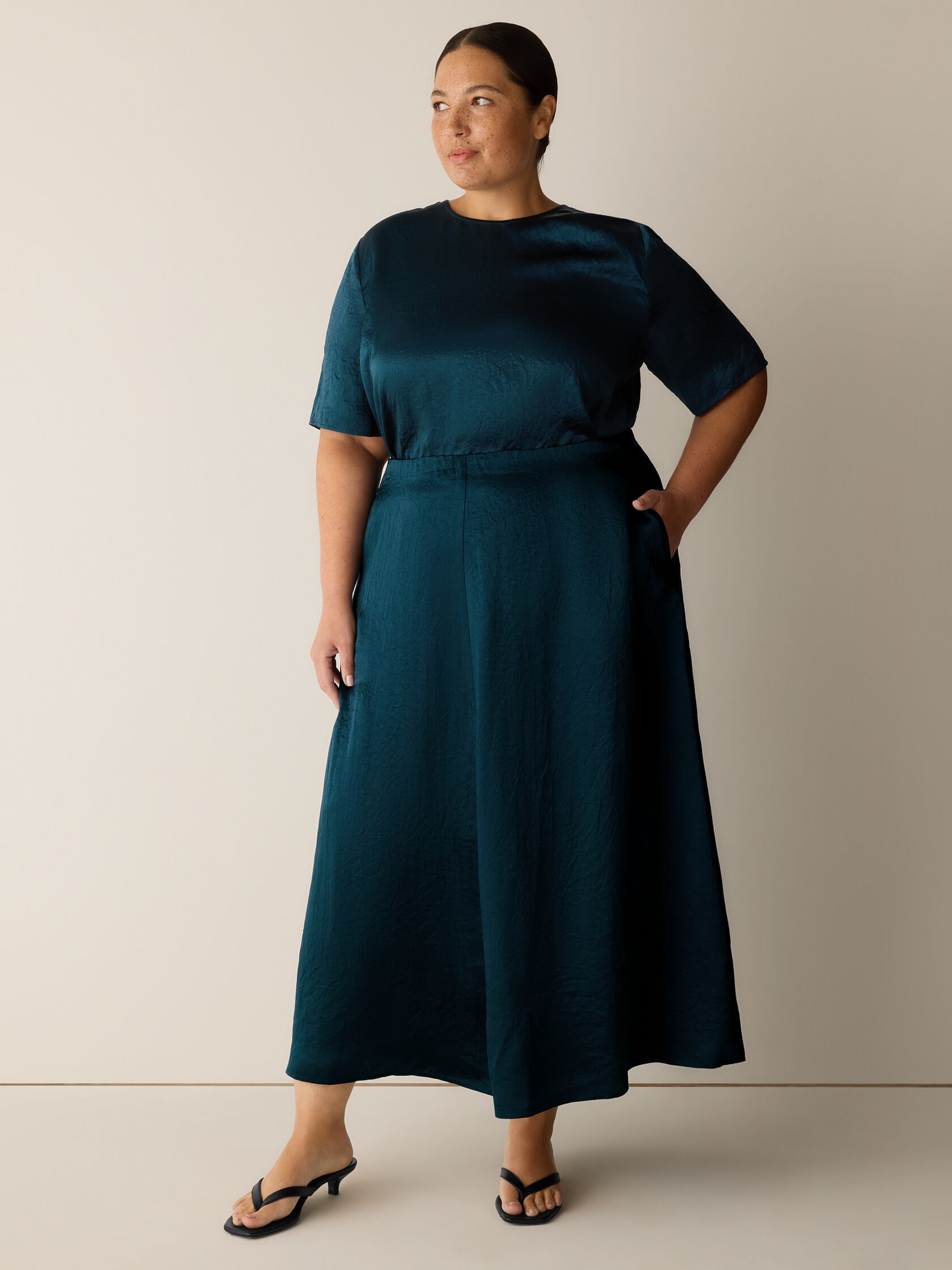 Textured Satin Half-Circle Skirt