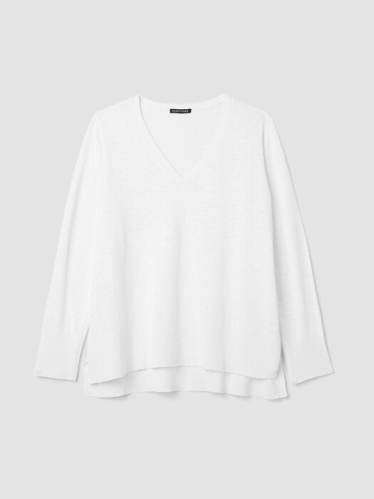 Organic Linen Cotton Slub V-Neck Top