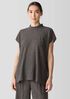 Woven Plissé Mock Neck Top