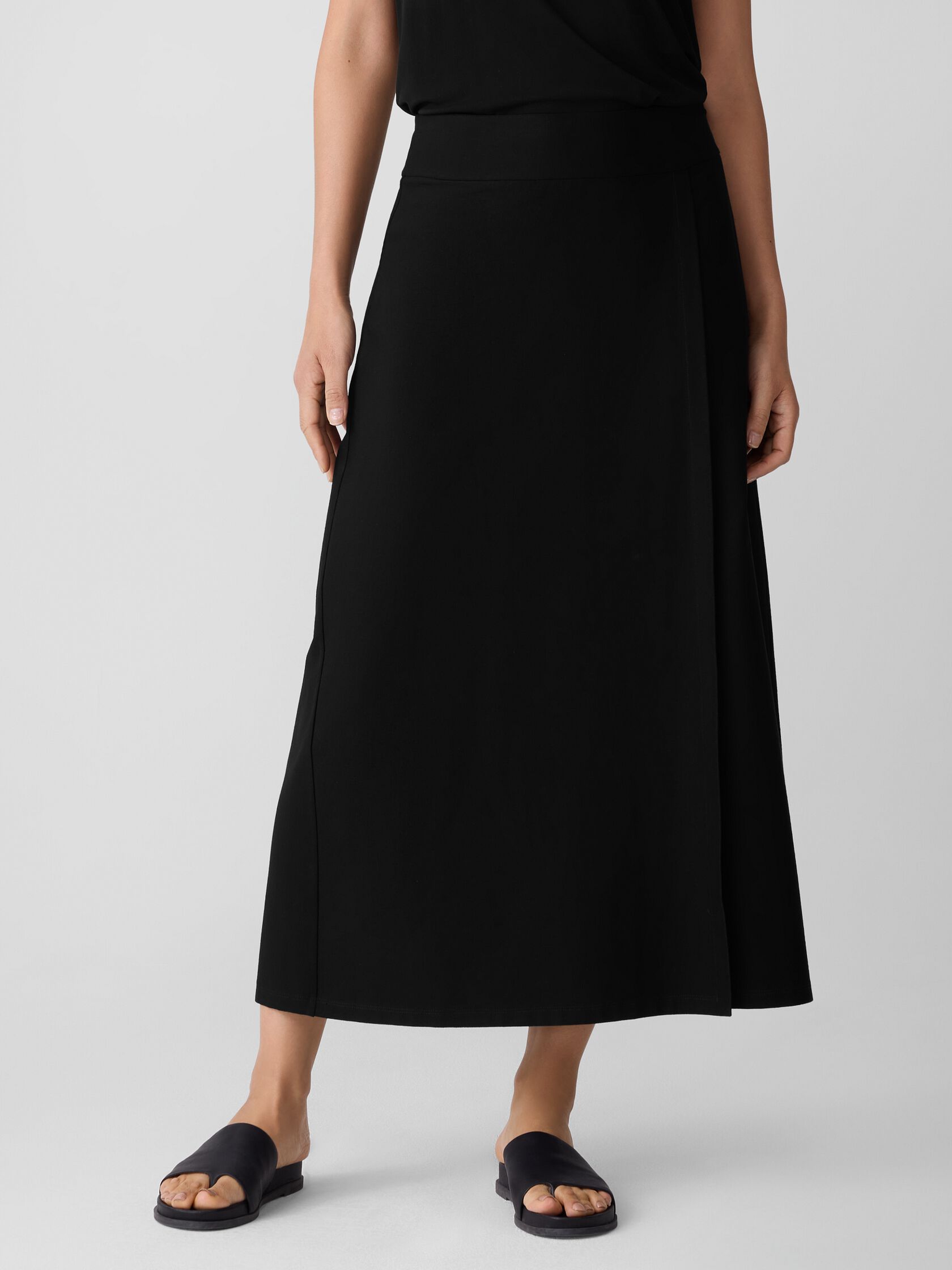 Washable Stretch Crepe Wrap Skirt