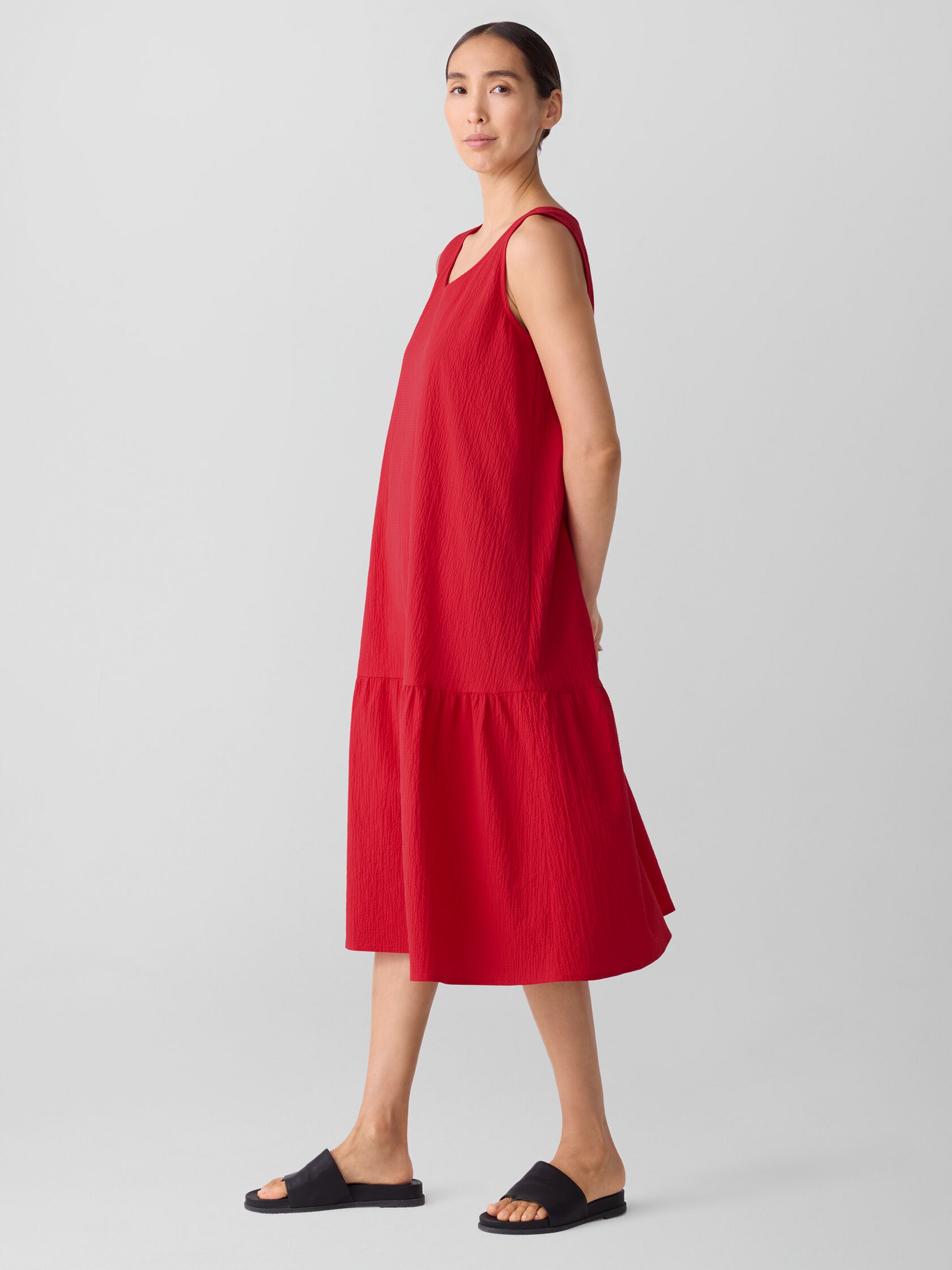 Organic Cotton Pucker Tiered Dress
