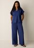 Stretch Organic Cotton Poplin Wide-Leg Pant