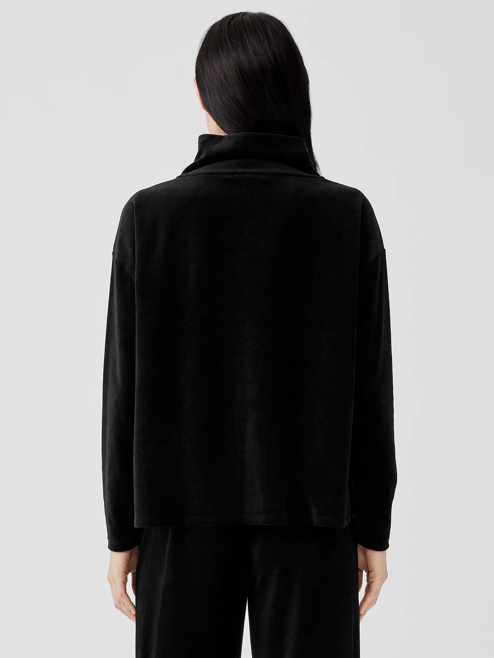 Cotton Velour Funnel Neck Box-Top
