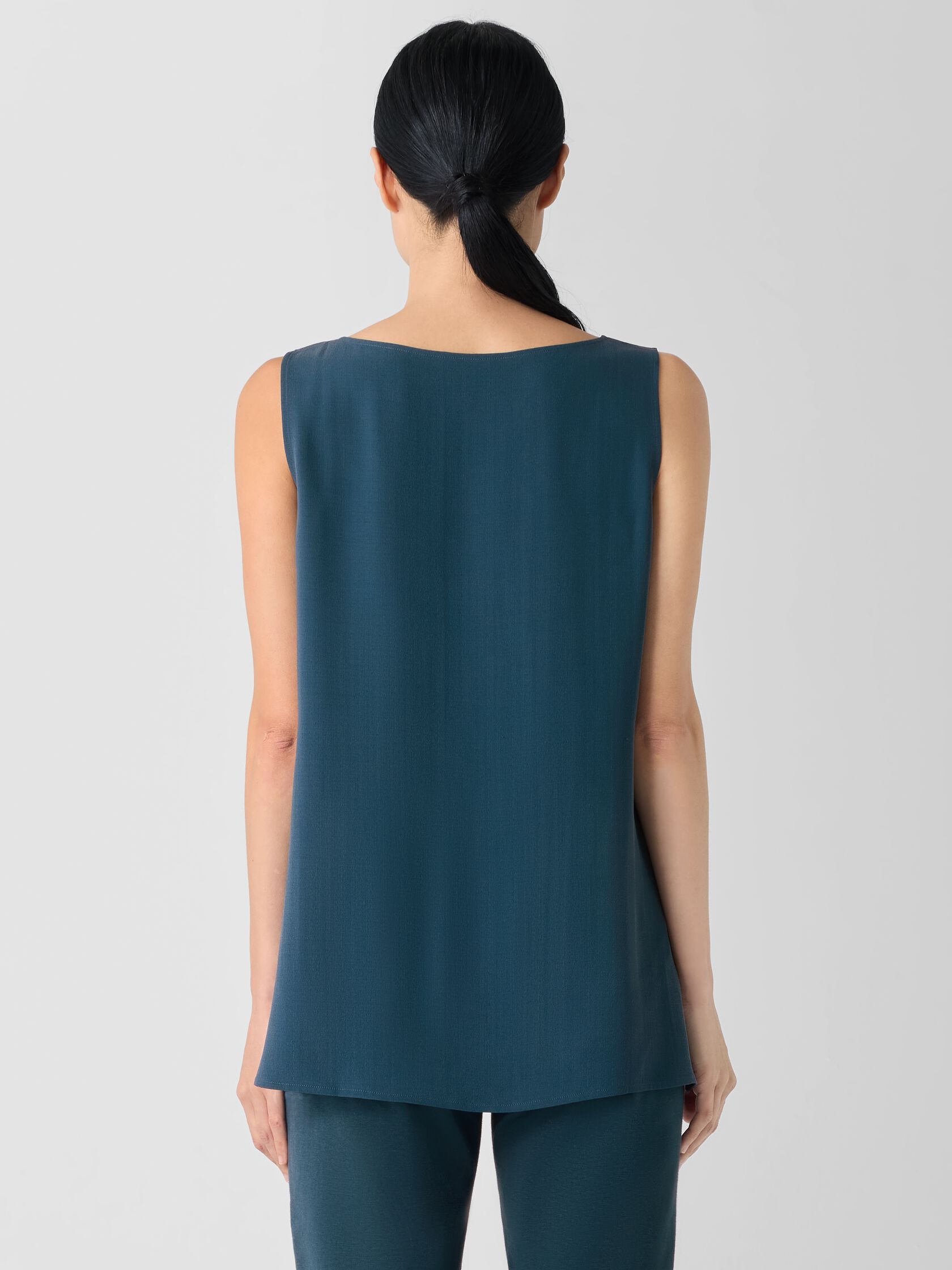 Silk Georgette Crepe Ballet Neck Long Tank