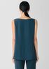 Silk Georgette Crepe Ballet Neck Long Tank