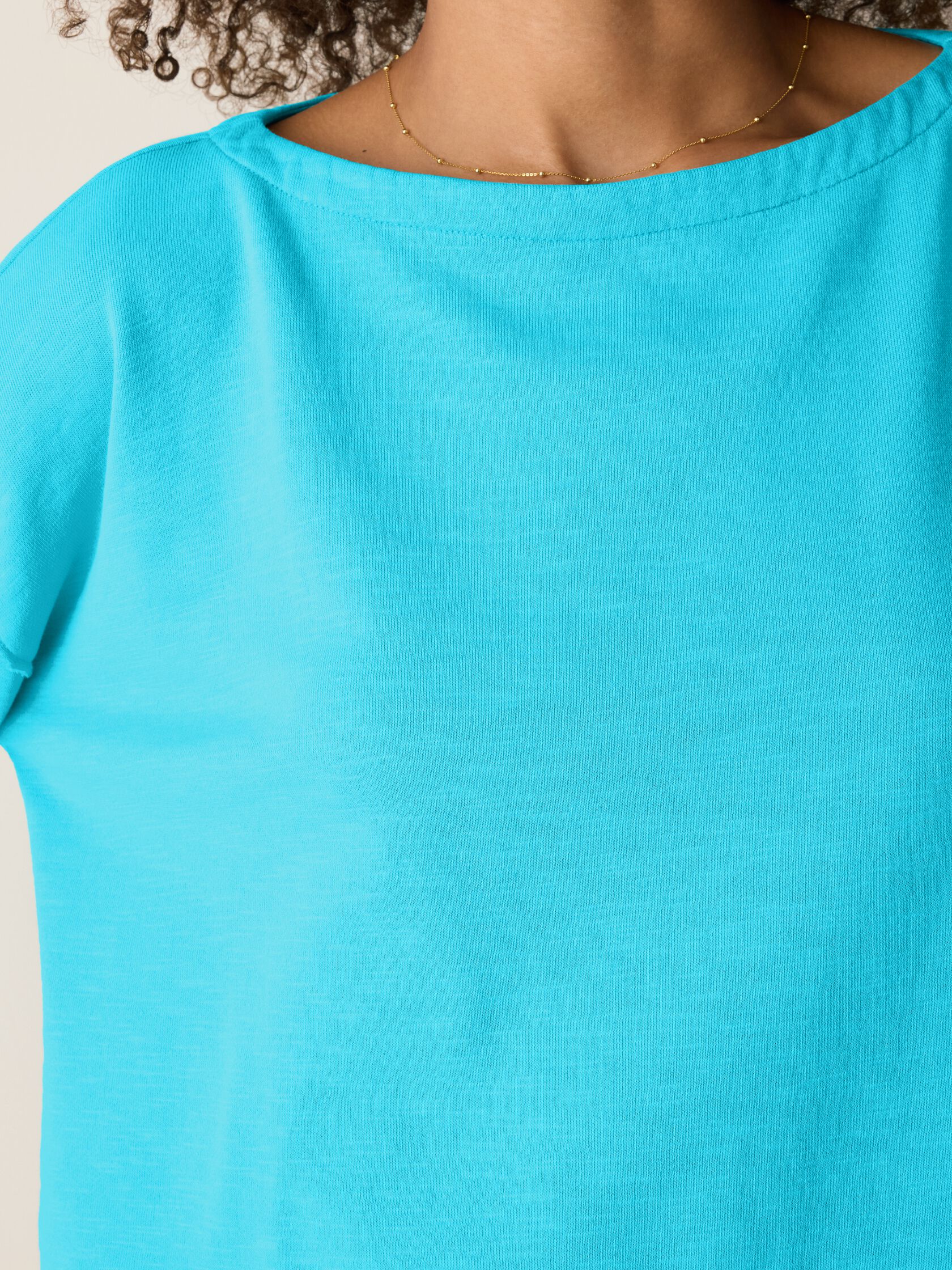 Garment-Dyed Organic Cotton Terry Bateau Neck Box-Top