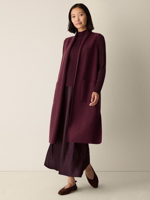 Lightweight Boiled Wool Shawl Collar Vest in Regenerative Wool