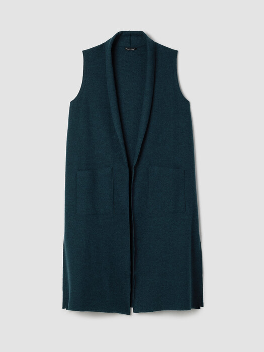 Lightweight Boiled Wool Shawl Collar Vest in Regenerative Wool