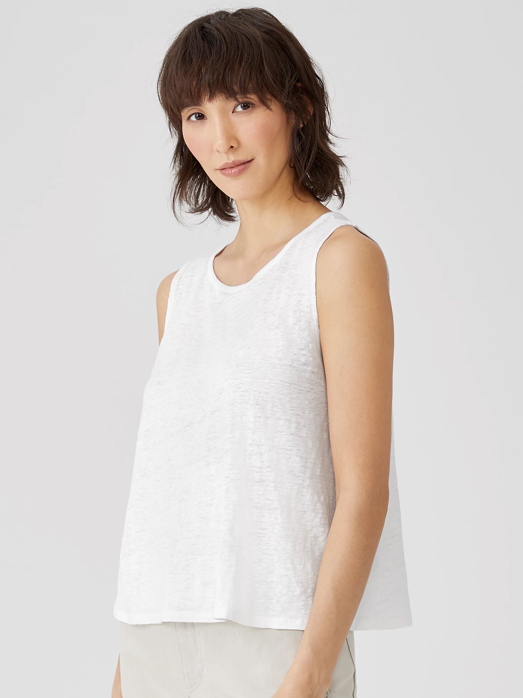 Organic Linen Jersey Round Neck Shell
