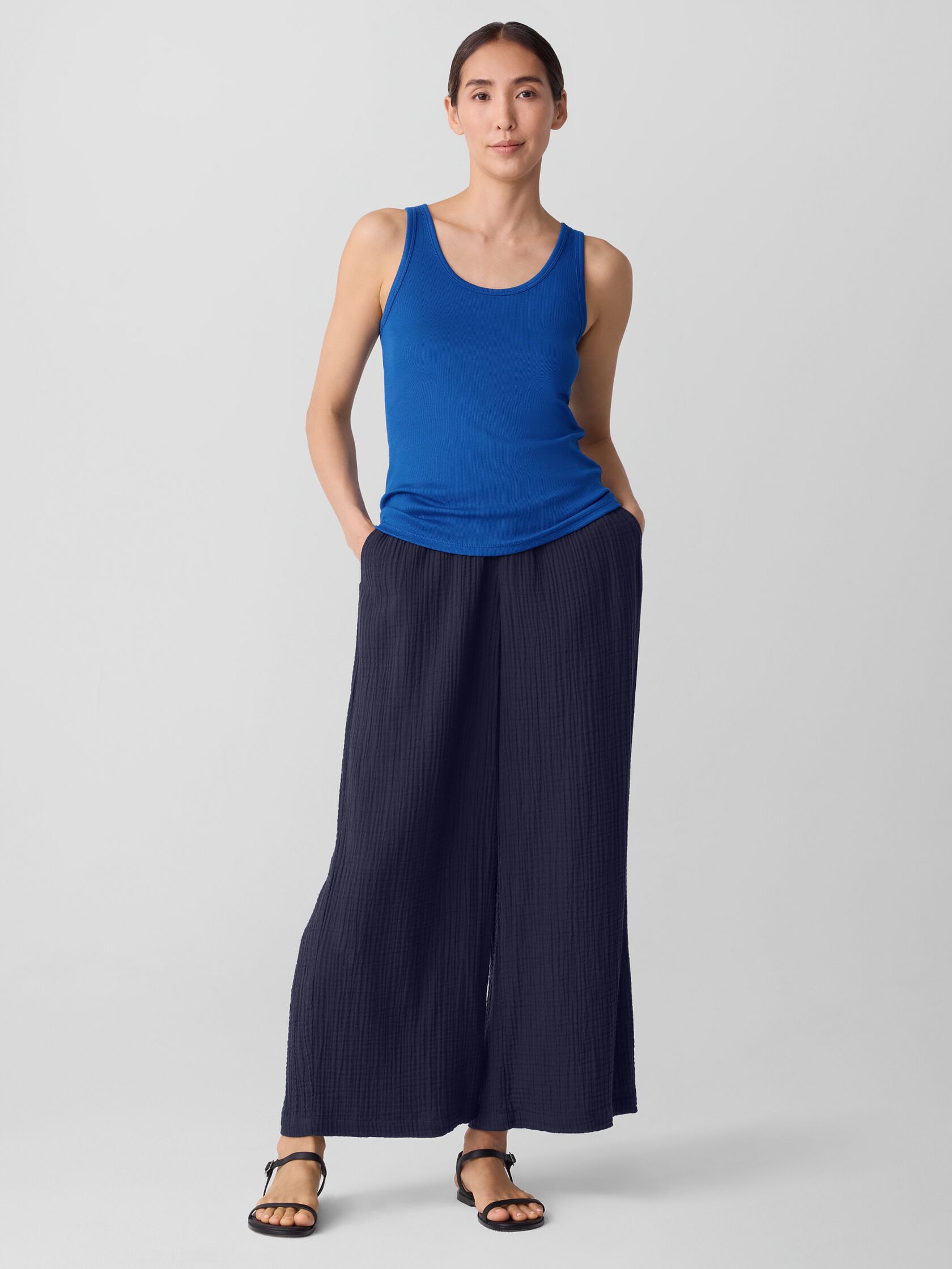 Organic Cotton Stretch Rib Scoop Neck Tank