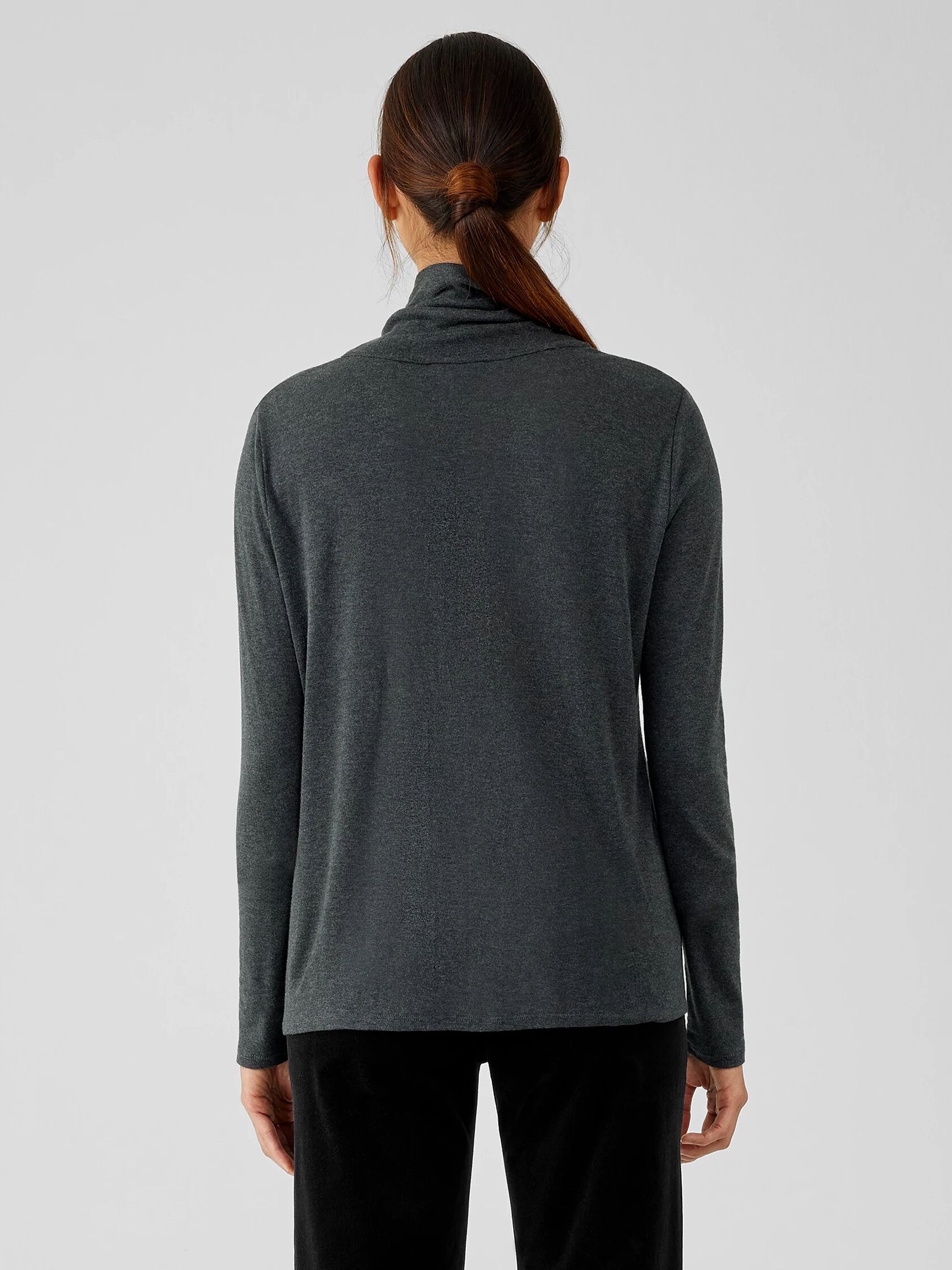 Pima Cotton Blend Turtleneck Top