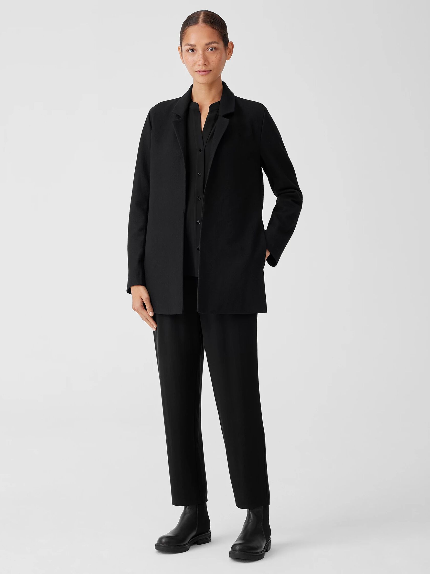 Boiled Wool Jersey Long Blazer