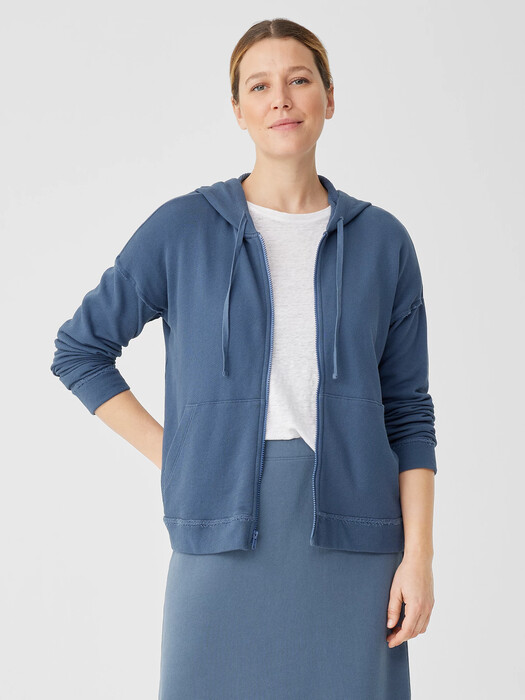 Lightweight Organic Cotton Terry Hooded Top
