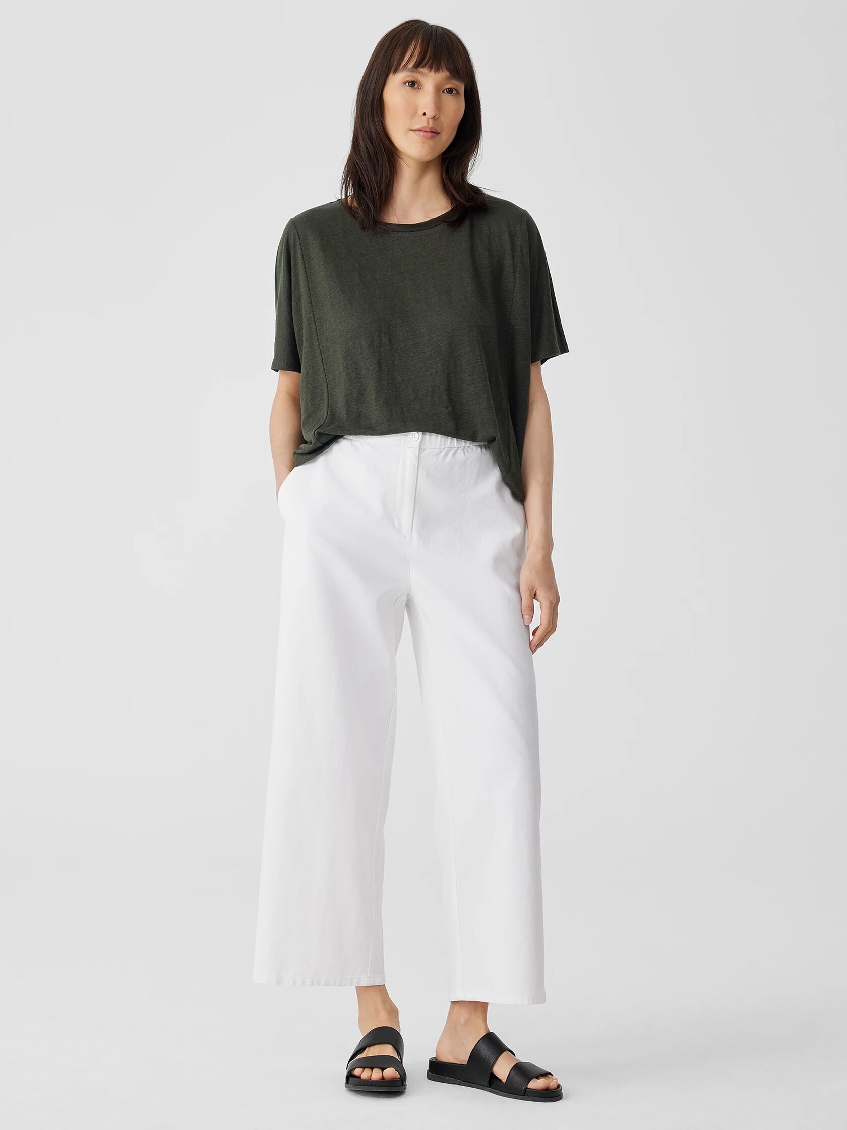 Cotton Hemp Stretch Wide-Leg Pant