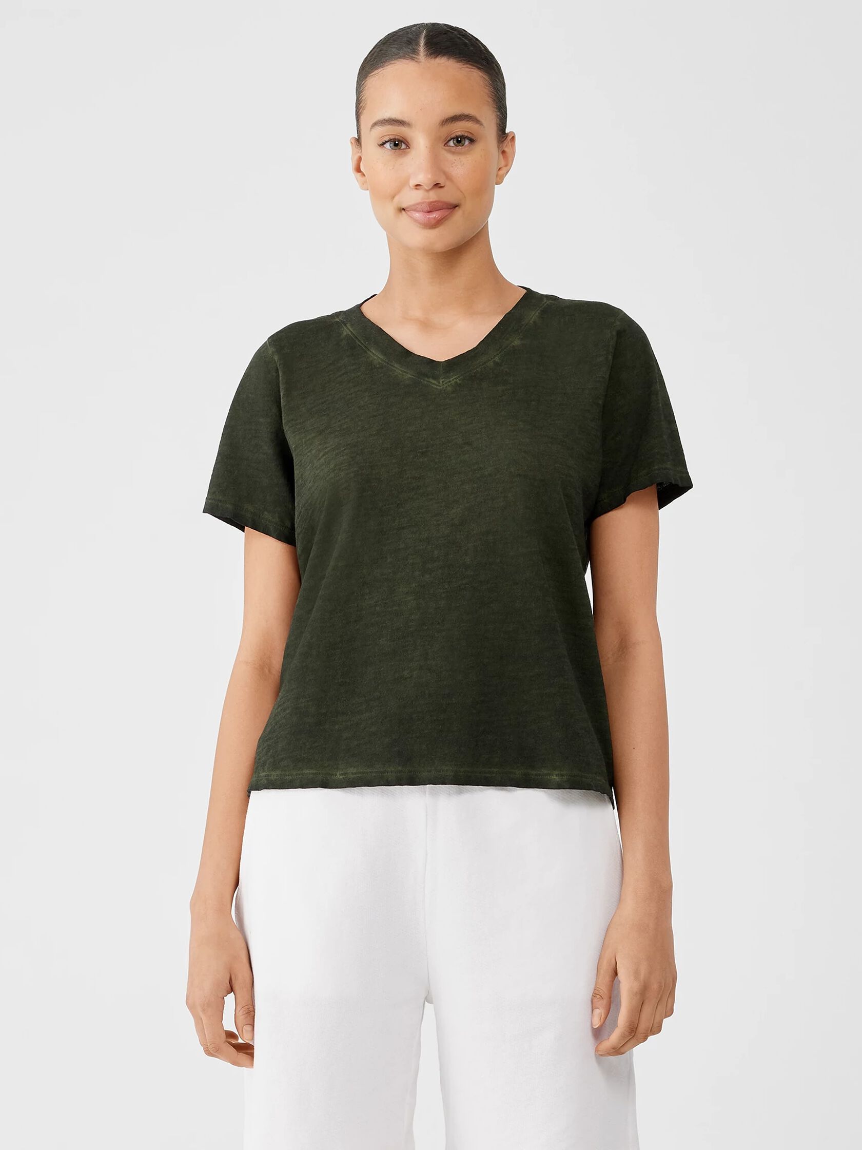 Organic Cotton Hazy Slub V-Neck Tee