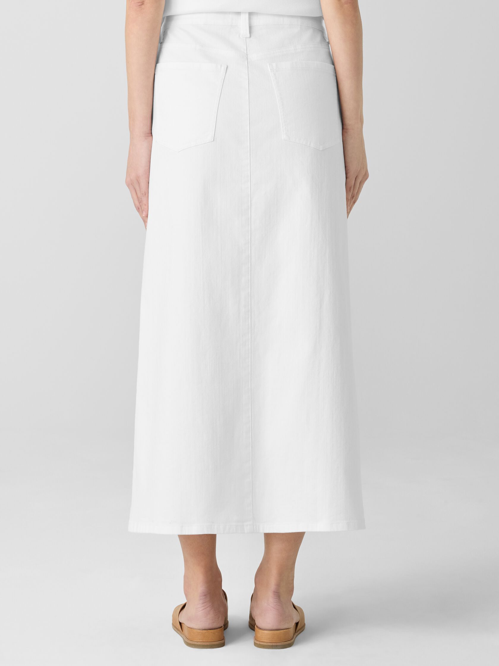 Garment-Dyed Organic Cotton Denim A-Line Skirt