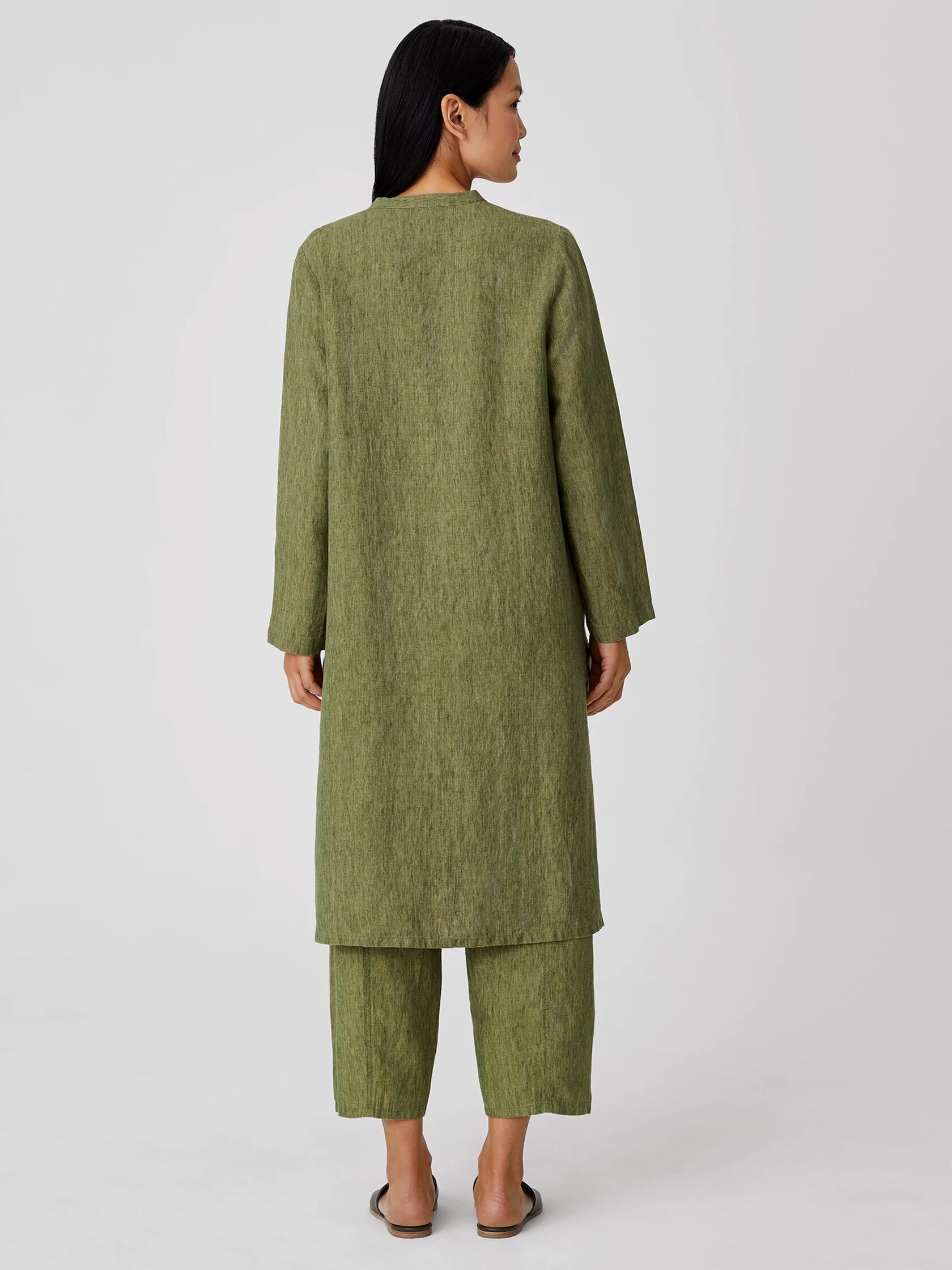Washed Organic Linen Delave Long Shirt