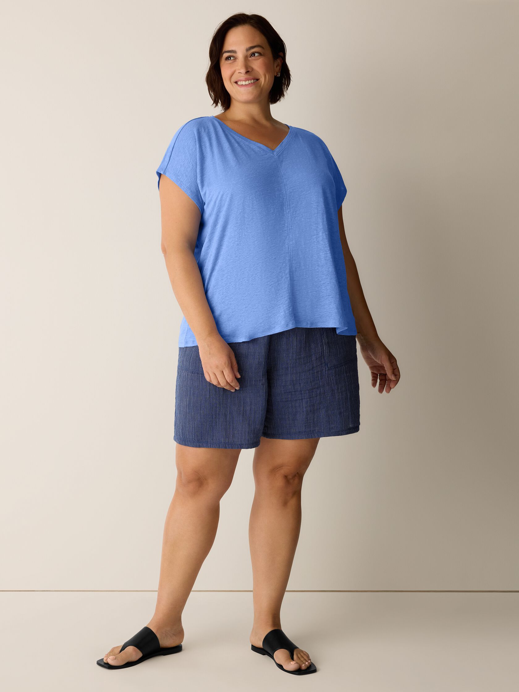 Organic Linen Jersey V-Neck Tee