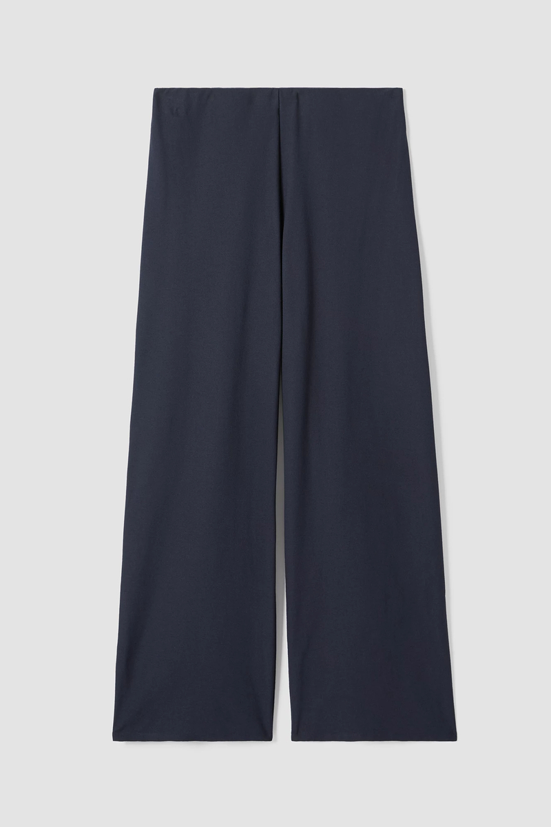 Washable Stretch Crepe High-Waisted Wide Pant