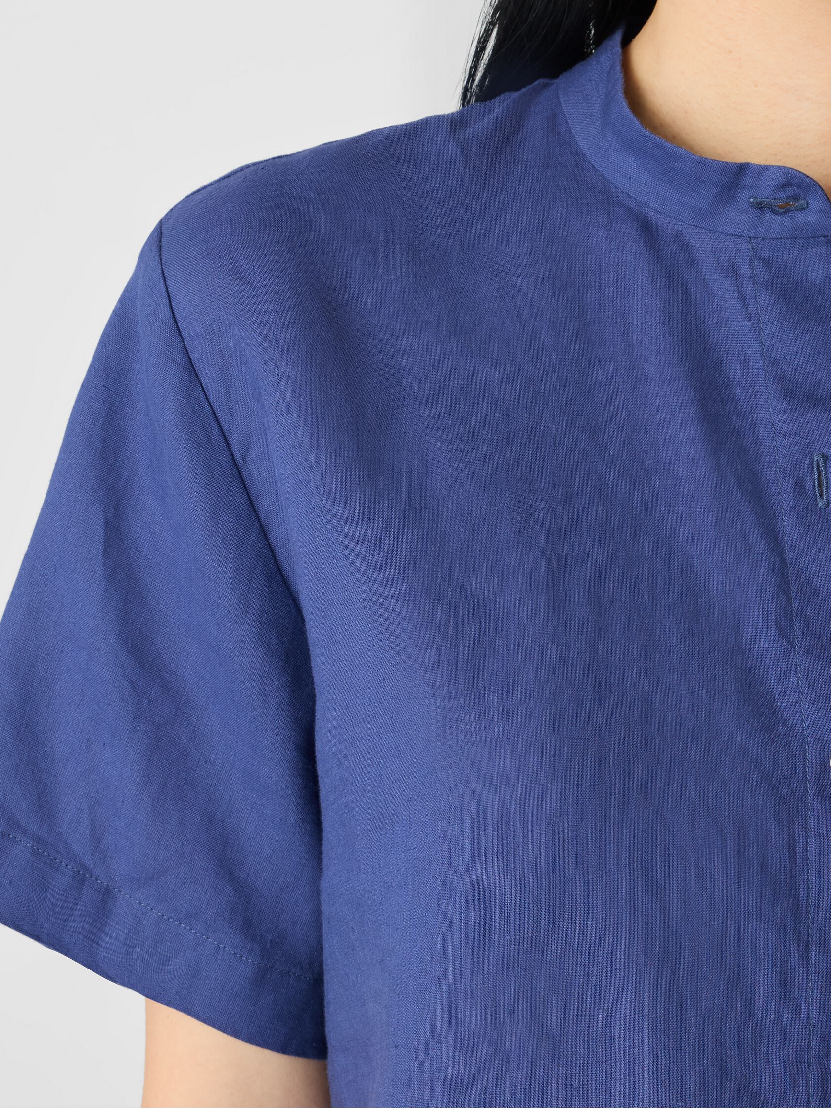 Organic Handkerchief Linen Band Collar Shirt
