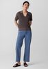 Cotton Silk Cord Split Neck Top