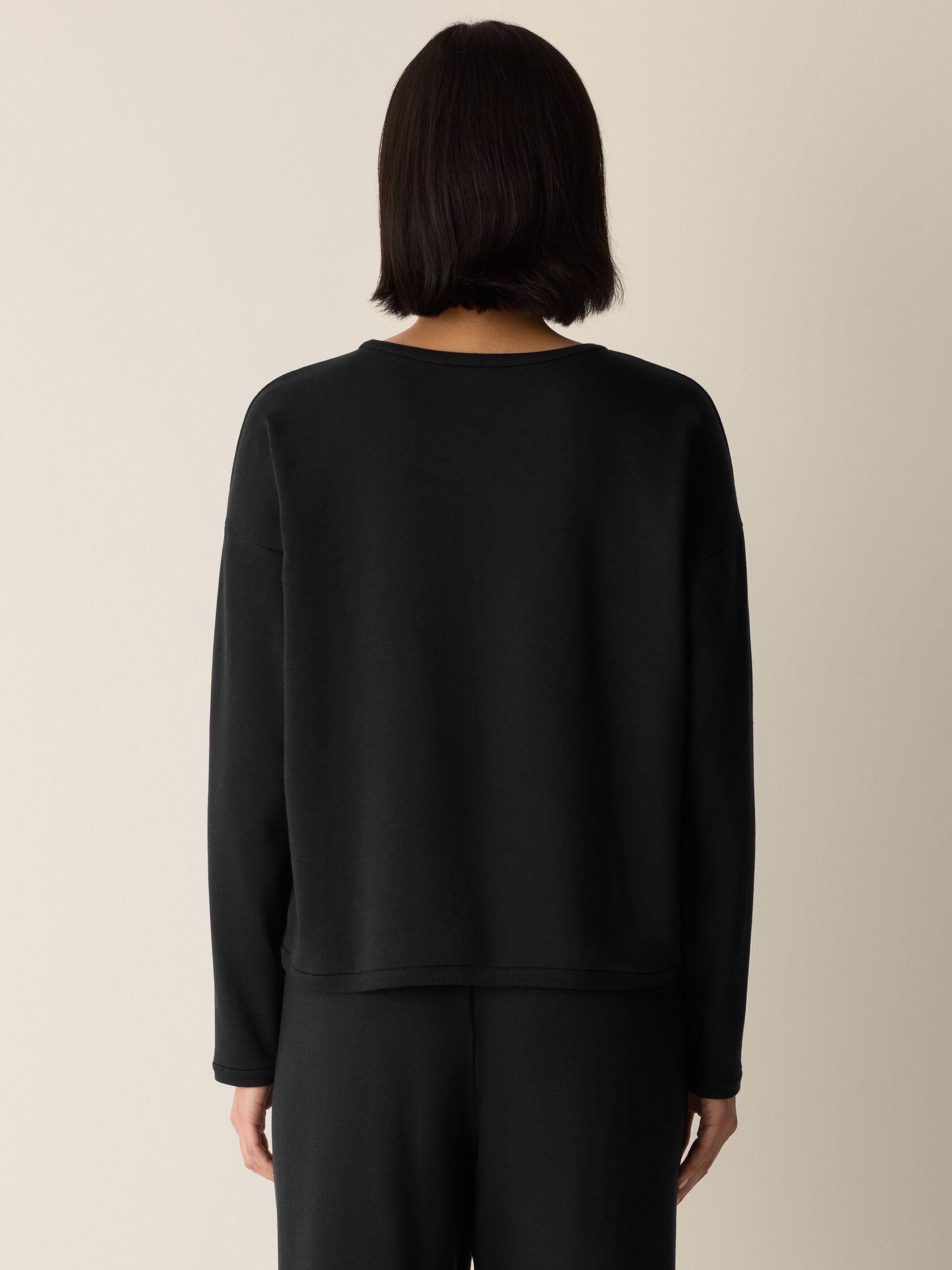 Cozy Brushed Terry Hug Round Neck Box-Top