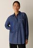 Lightweight Organic Cotton Denim Classic Collar Long Shirt