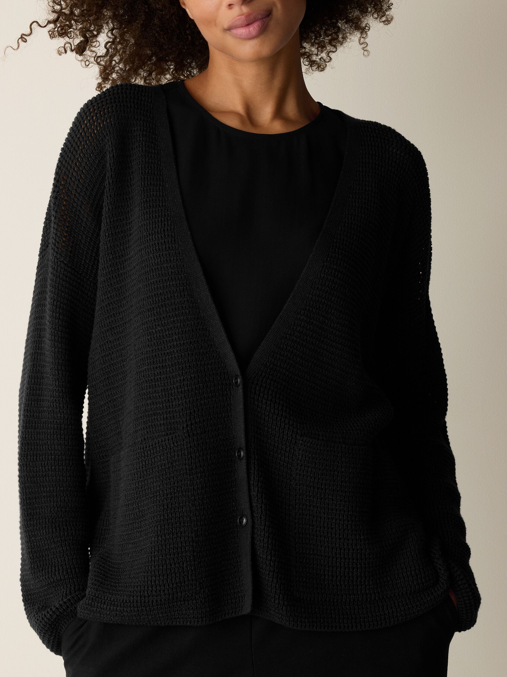 Peruvian Cotton Blend V-Neck Cardigan