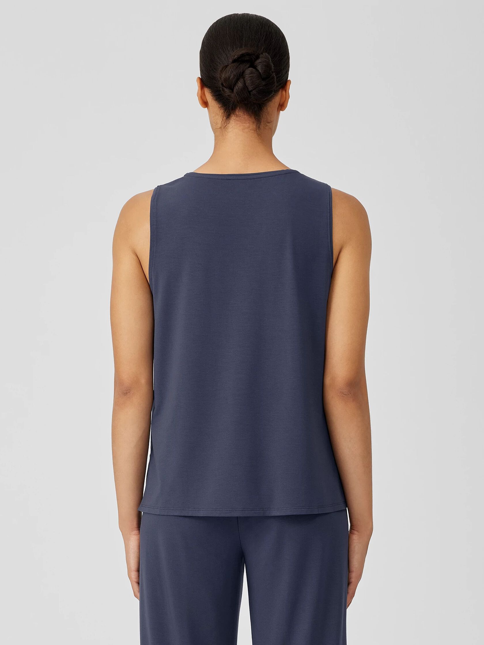 Stretch Jersey Knit Jewel Neck Tank