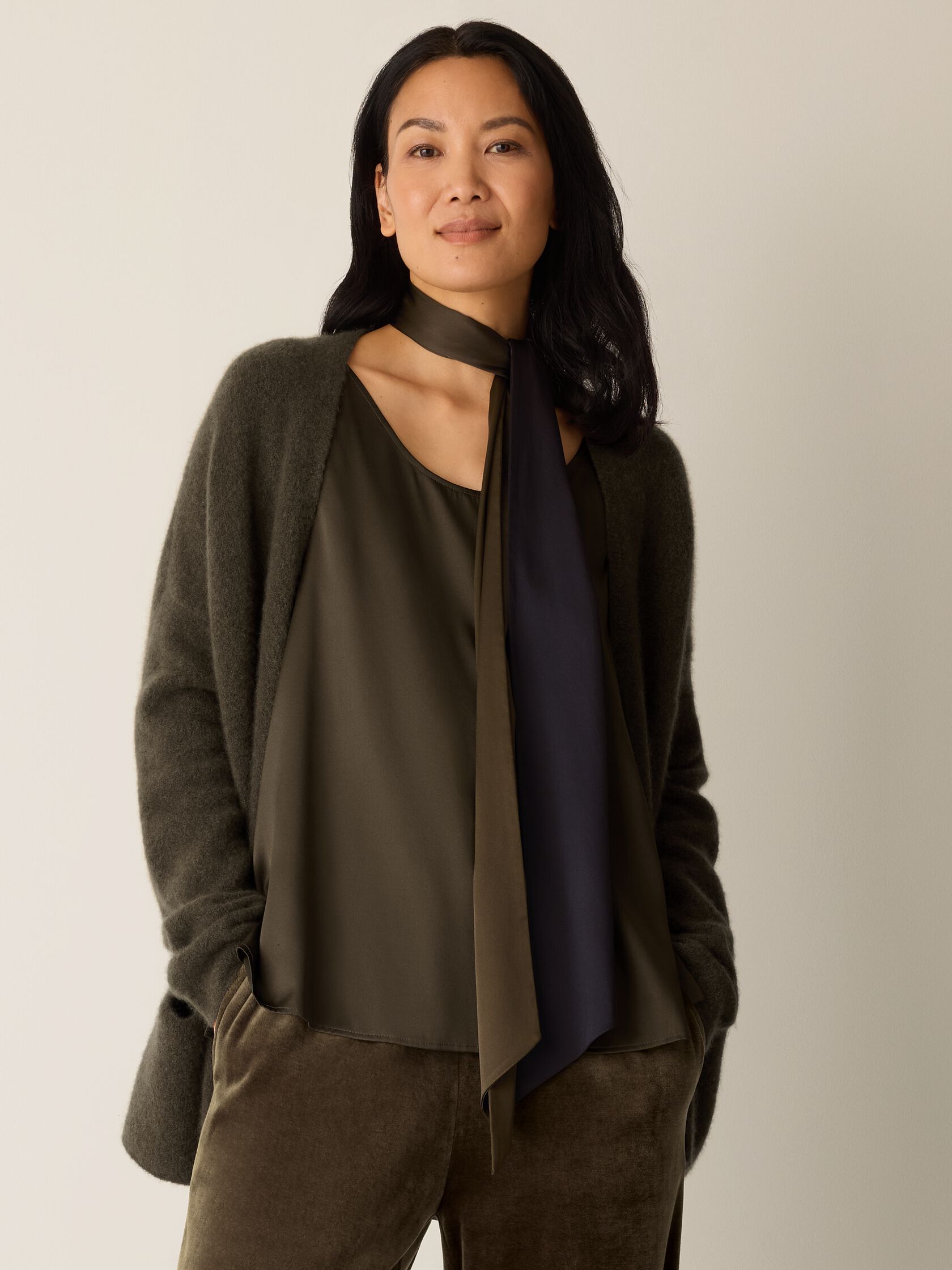 Ombré Silk Charmeuse Double Tie Scarf