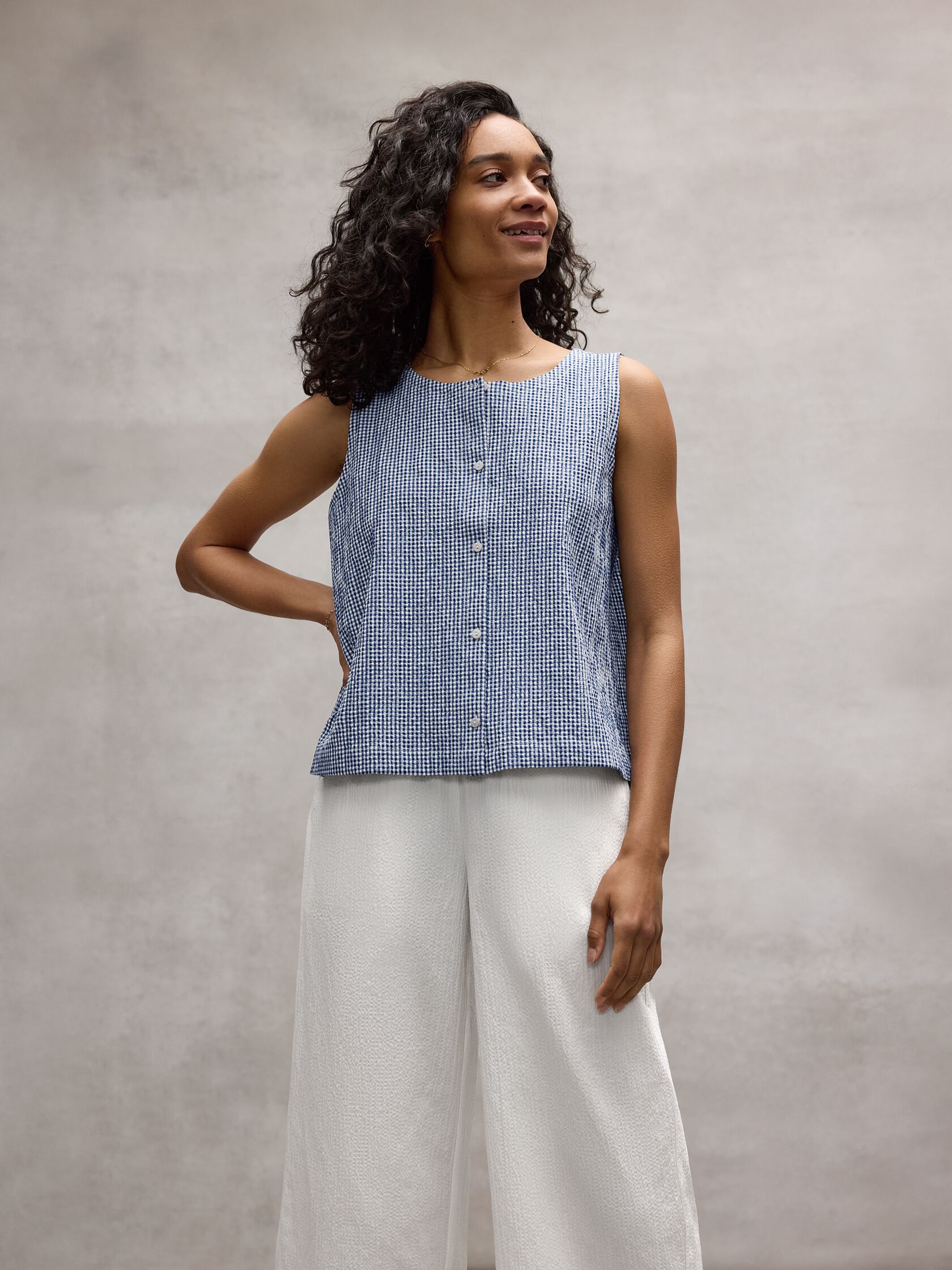 Organic Cotton Pucker Check Vest