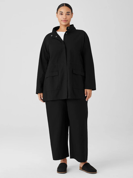 Cotton Hemp Stretch Stand Collar Jacket