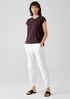 Organic Linen Jersey Shirred-Back Top