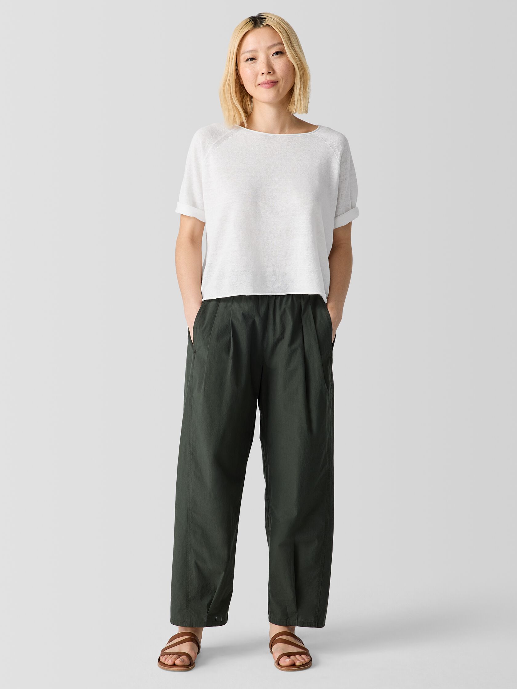 Washed Organic Cotton Poplin Lantern Pant