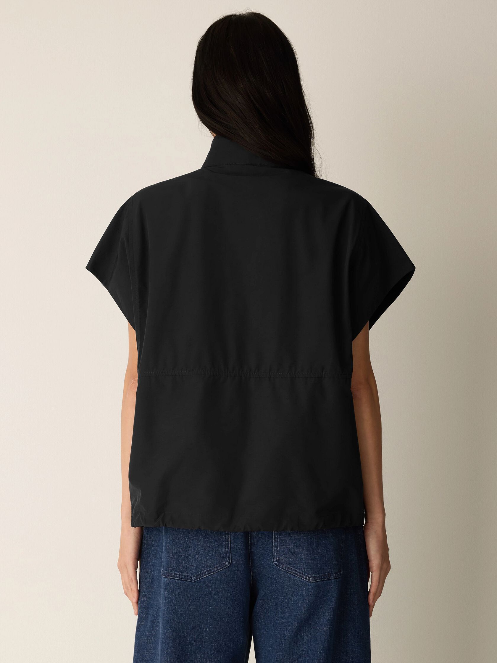Light Cotton Nylon High Collar Vest