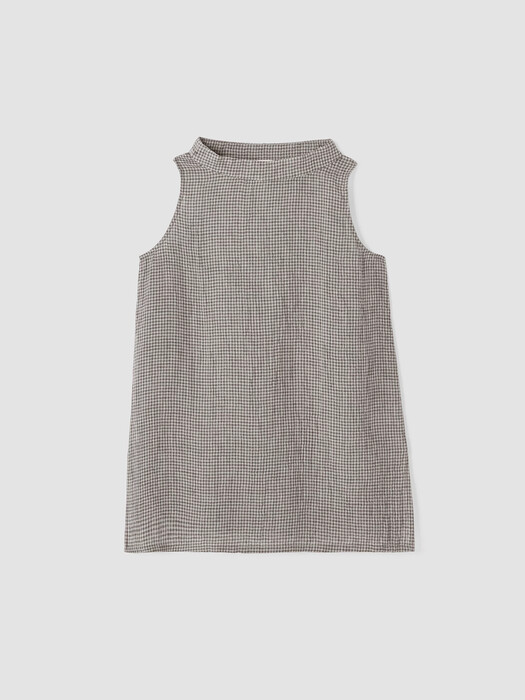 Puckered Organic Linen Mock Neck Top